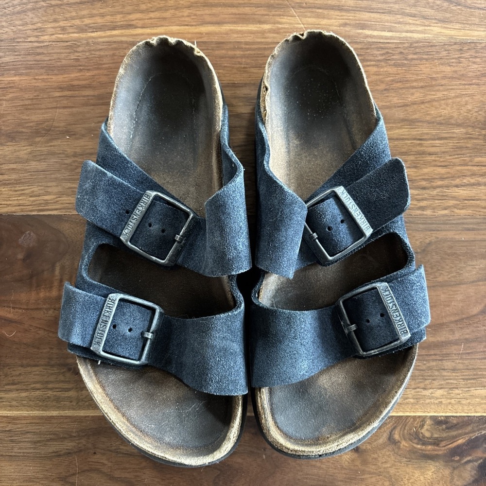 Birkenstock Arizona Soft Footbed Navy Suede Leather Women Sz 8.5 EU39 Men Sz 7